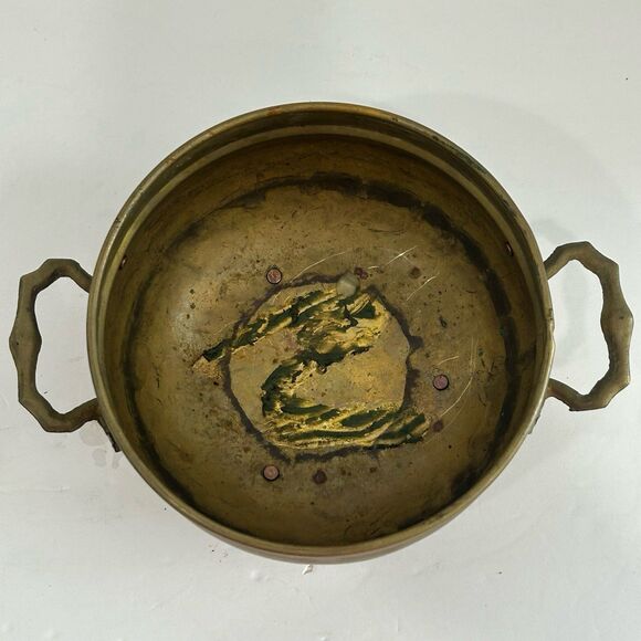 Vintage Brass Footed Planter 3 1/2" x 7" Preowned Condition - Picture 6 of 11